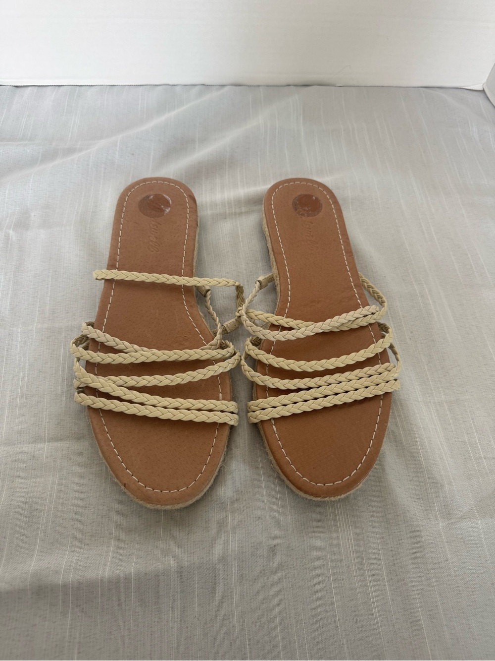 Madewell Braided Cream Strap Slide Sandals Size 8M